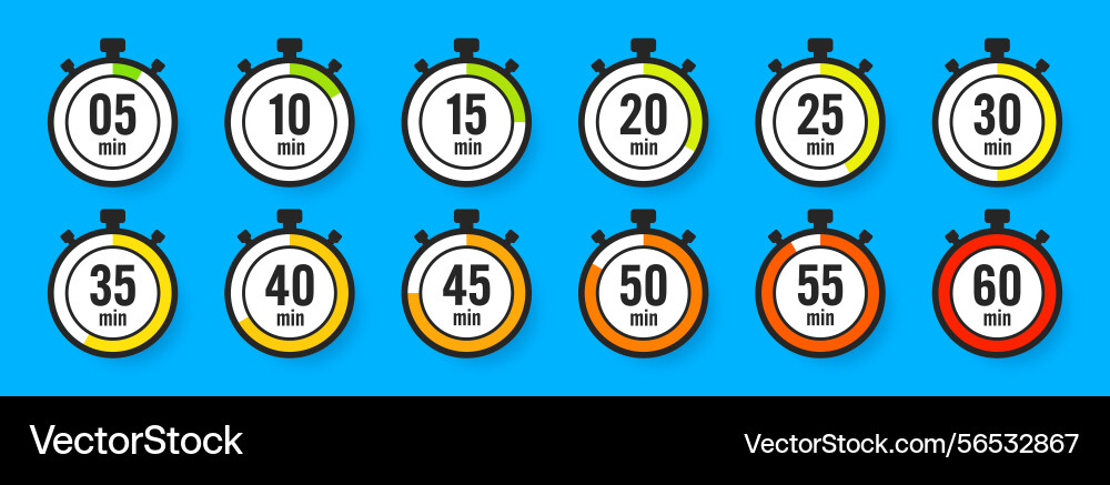 Stopwatch icons colorful simple chronometer time Stopwatch icons colorful simple chronometer time vector image