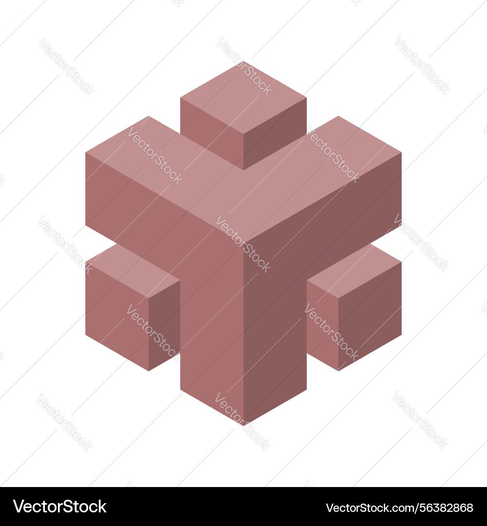 Abstract isometric cube composition muted mauve vector image