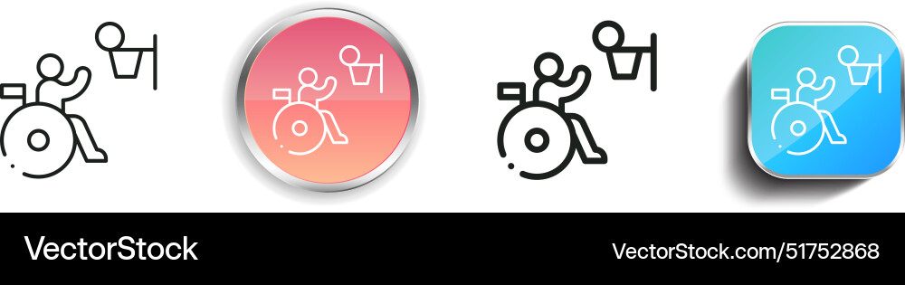Basketball icon thin linear regular and button vector image