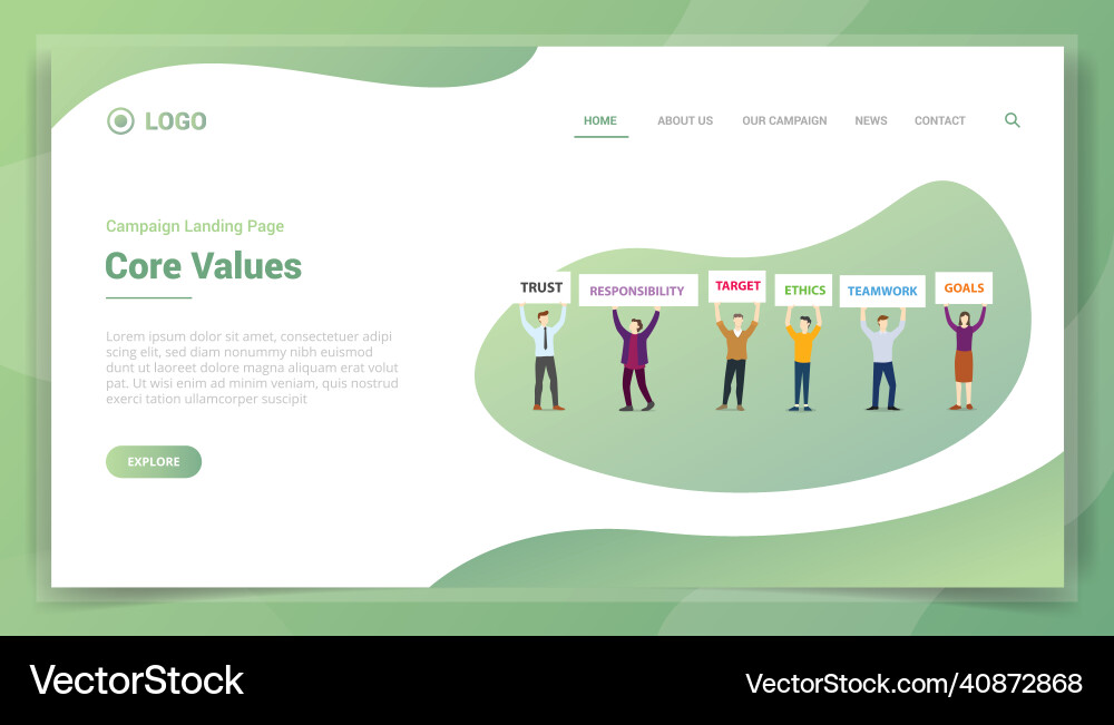 Core values business concept for website template Core values business concept for website template vector image