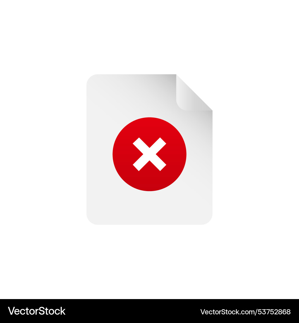 Filecorrupted file error icon failed document vector image