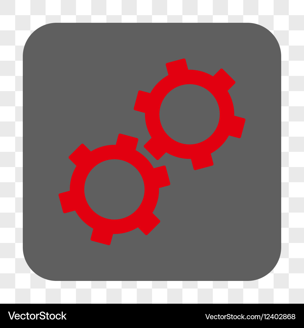 Gears rounded square button vector image