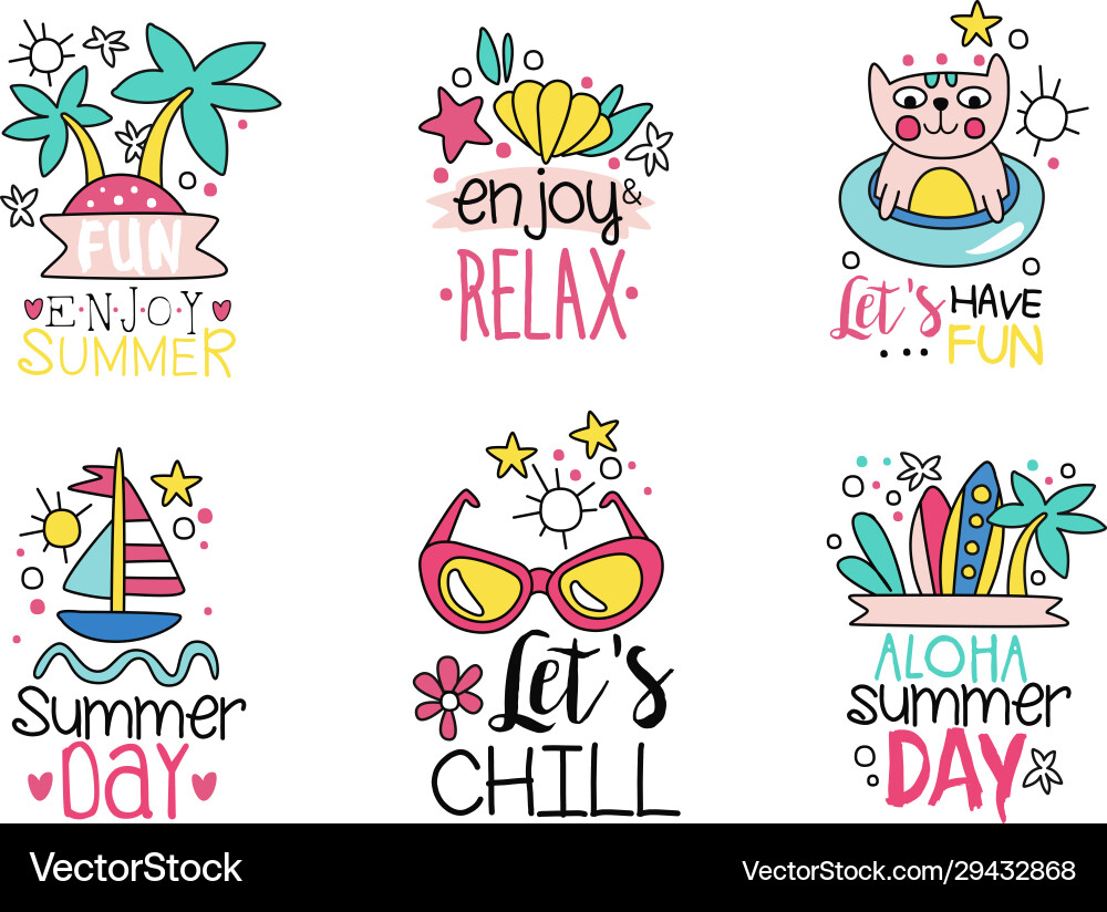 Genießen Sie Sommer-Logo Vorlagen Kollektion haben Genießen Sie Sommer-Logo Vorlagen Kollektion haben vektorbild