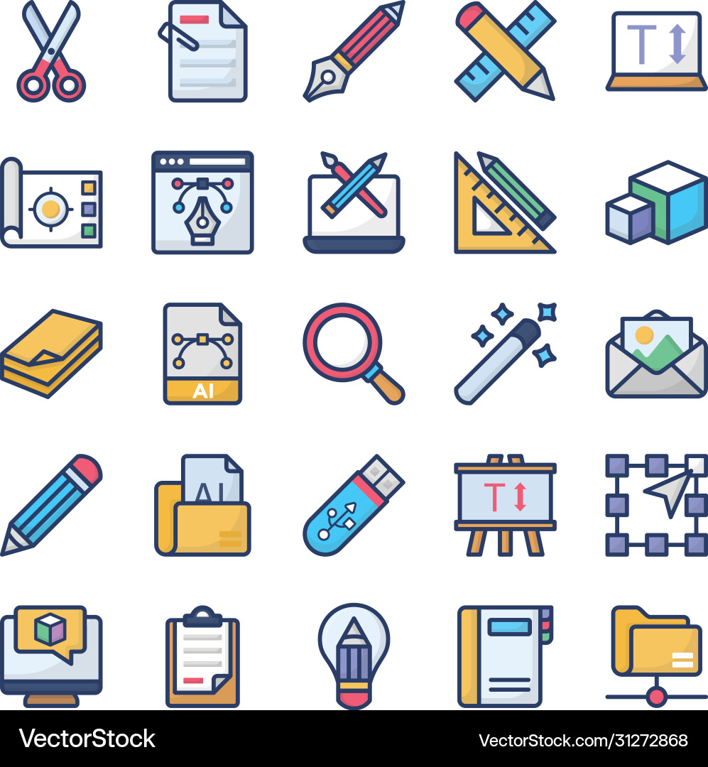 Graphics designing icons set Vector Image