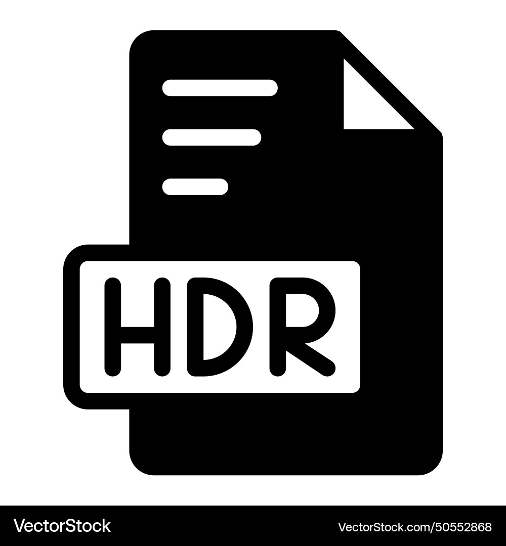 Hdr icon glyph design image extension format file Vector Image