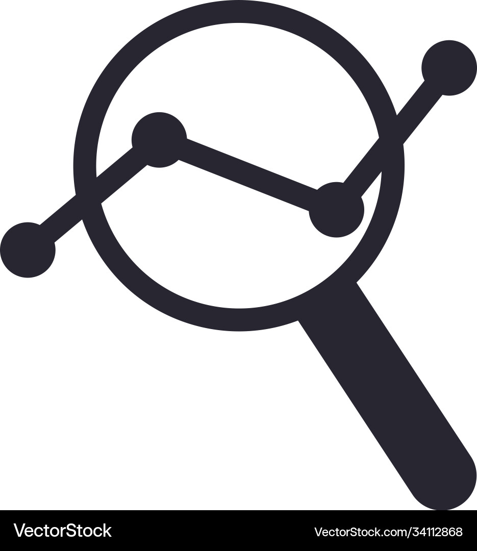 Increase line chart on lupe style icon vector image