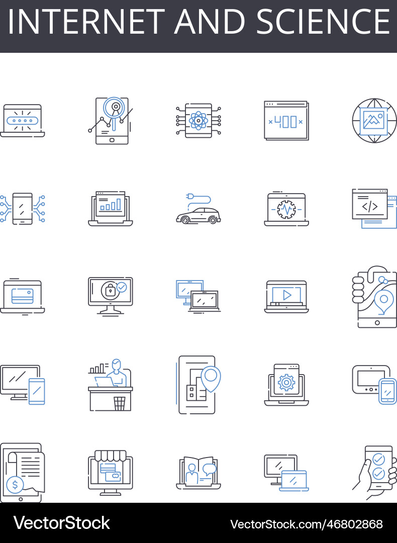 Internet and science line icons collection Internet and science line icons collection vector image