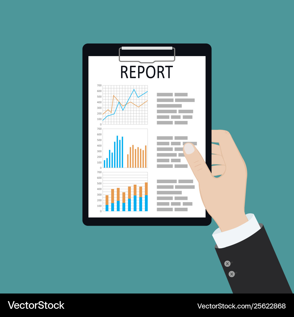 Man with analyzes report paper document Man with analyzes report paper document vector image