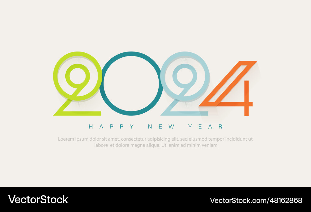 New year colorful design with line art number vector image
