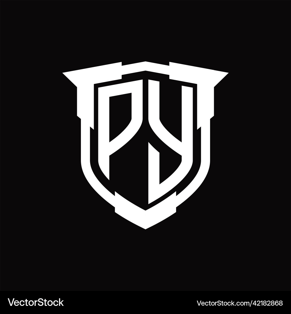 Py logo monogram letter with shield shape design Vector Image