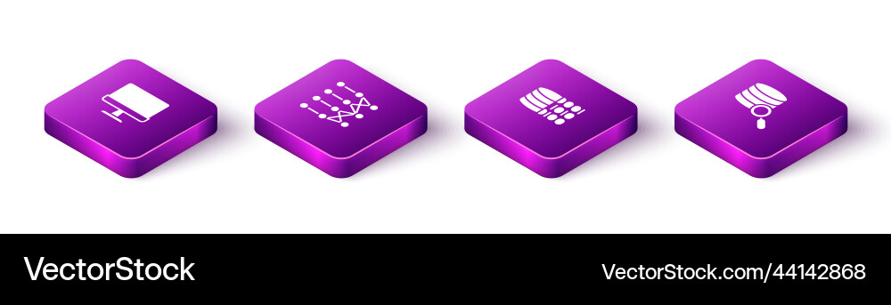 Set isometric computer monitor neural network Set isometric computer monitor neural network vector image