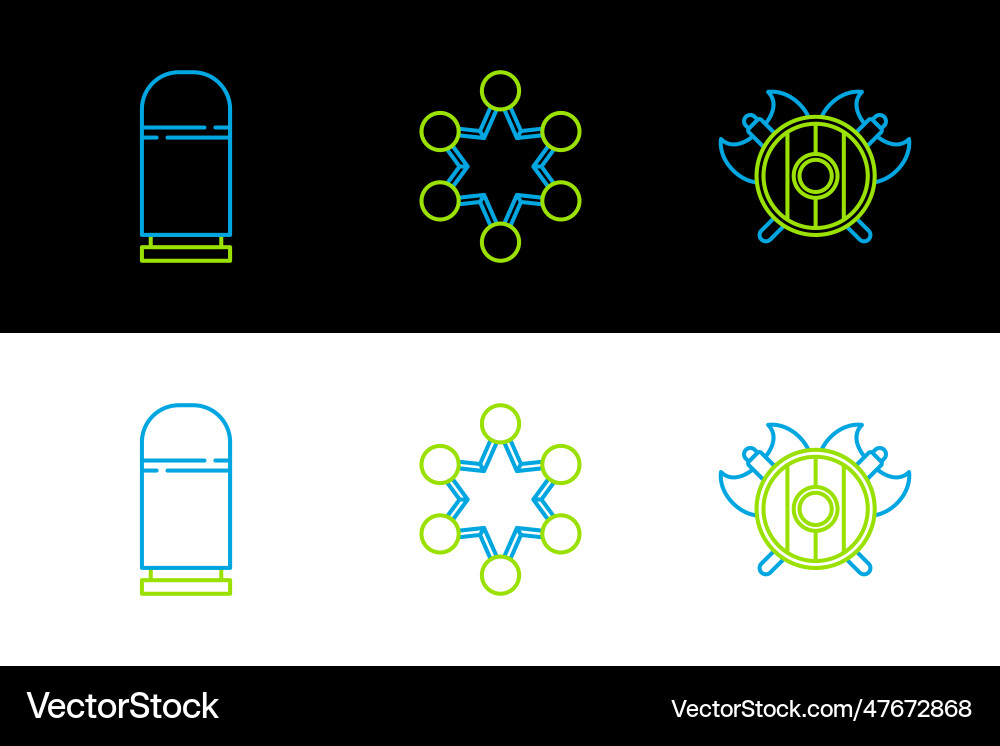 Set line medieval shield with crossed axes Set line medieval shield with crossed axes Vector Image