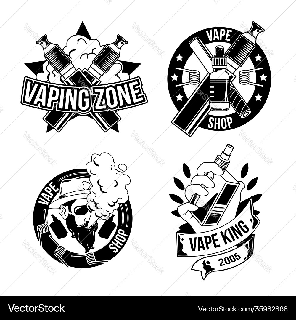 Set vintage vapes emblems labels badges logos Set vintage vapes emblems labels badges logos vector image