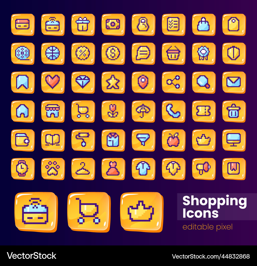 Shopping glossy ui button with pixelated color Shopping glossy ui button with pixelated color vector image
