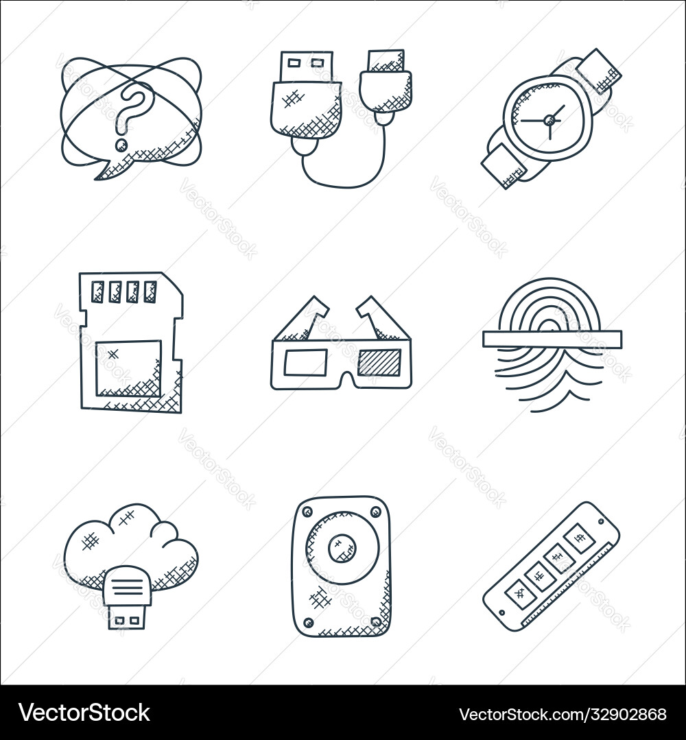Technology line icons linear set quality vector image