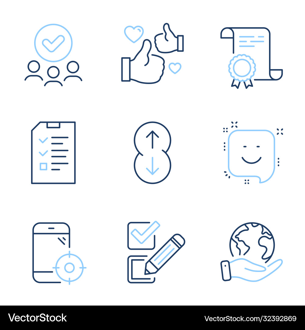Checkbox scroll down and smile icons set Checkbox scroll down and smile icons set vector image