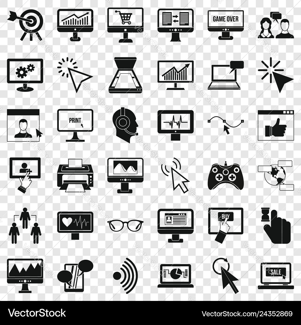 Computer display icons set simple style Computer display icons set simple style Vector Image