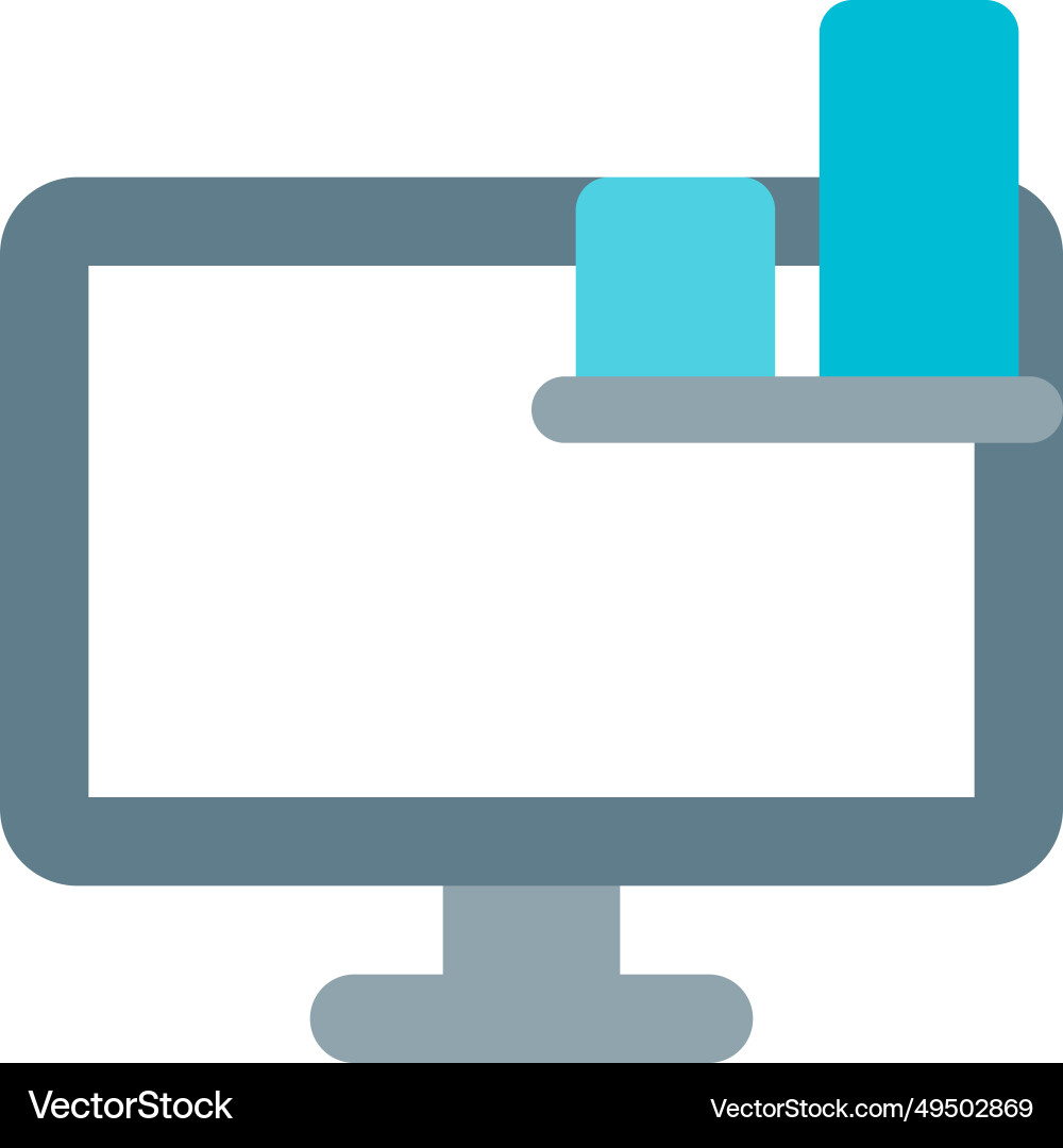 Data visualization on screen with a bar chart vector image