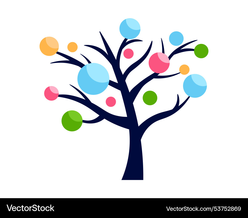 Decision tree icon with colorful circles on branch vector image