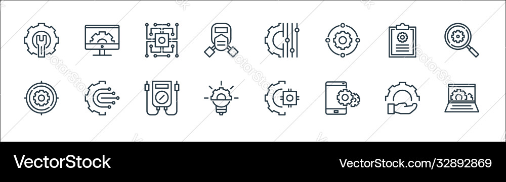 Engineering line icons linear set quality Engineering line icons linear set quality vector image
