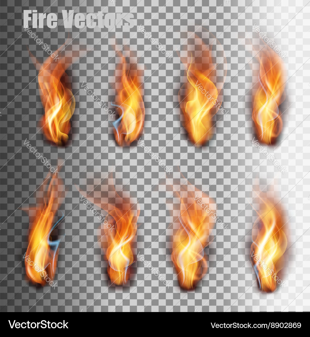 Fire flames set Royalty Free Vector Image - VectorStock