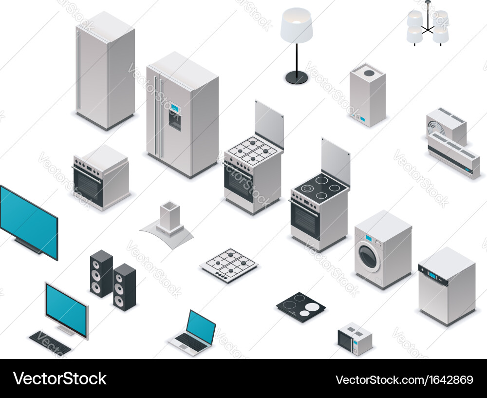 Isometric appliances set Royalty Free Vector Image