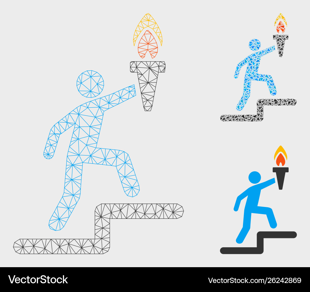 Leader with torch mesh wire frame model Leader with torch mesh wire frame model vector image