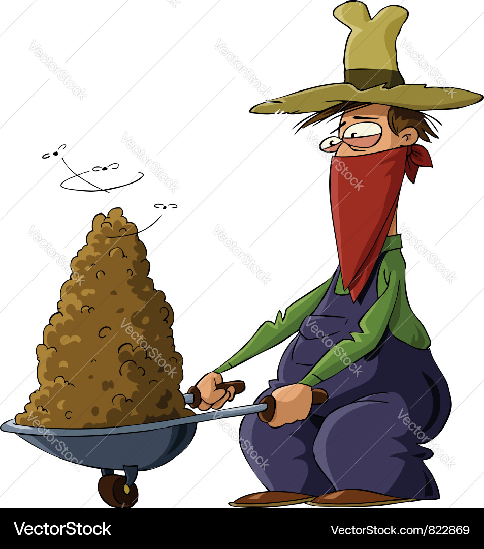 Man with Wheelbarrow of Manure vector image