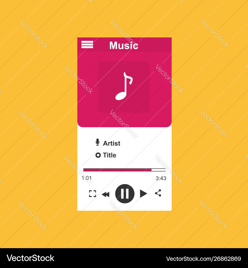 Media player application app template with flat Media player application app template with flat vector image