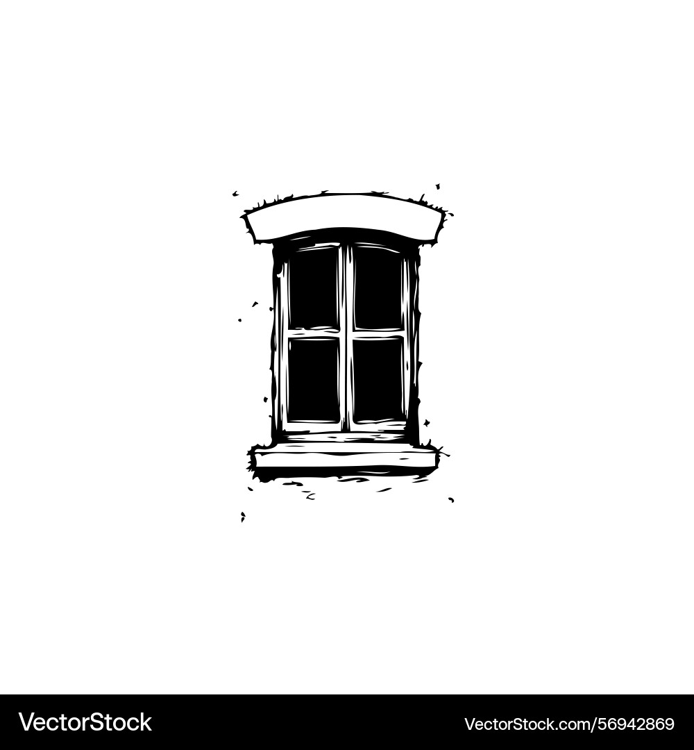 Monochrome window displaying an old architecture Vector Image