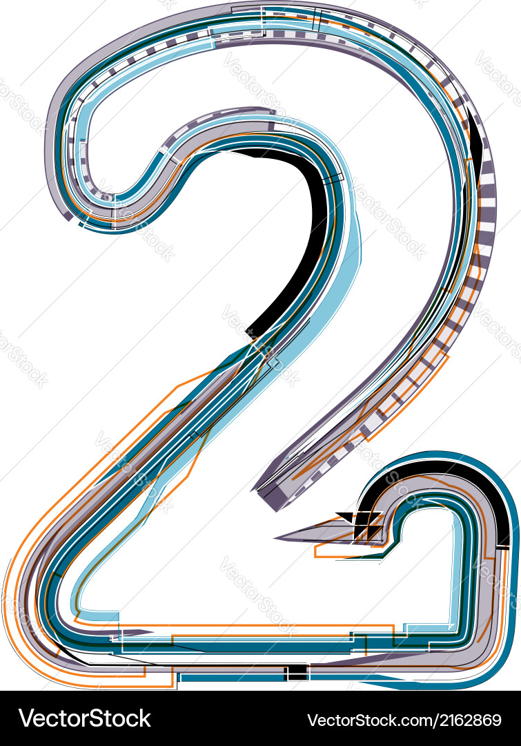 Number Two Script vector image