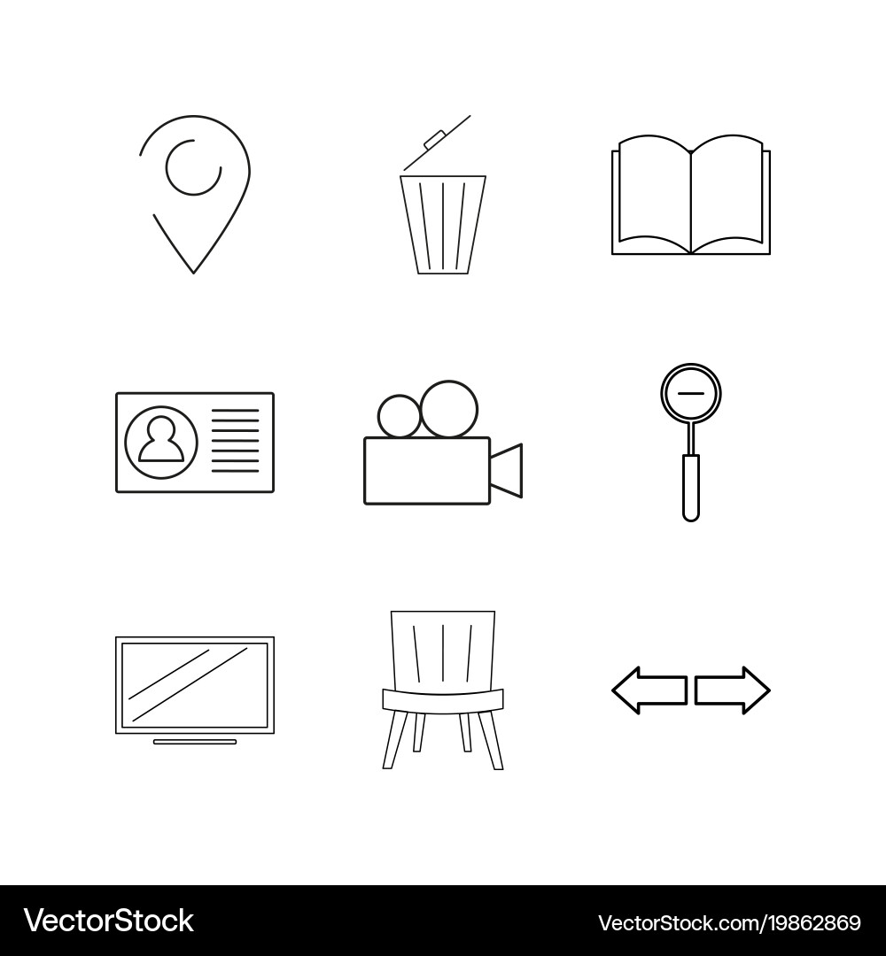 Office linear icon set simple outline icons vector image