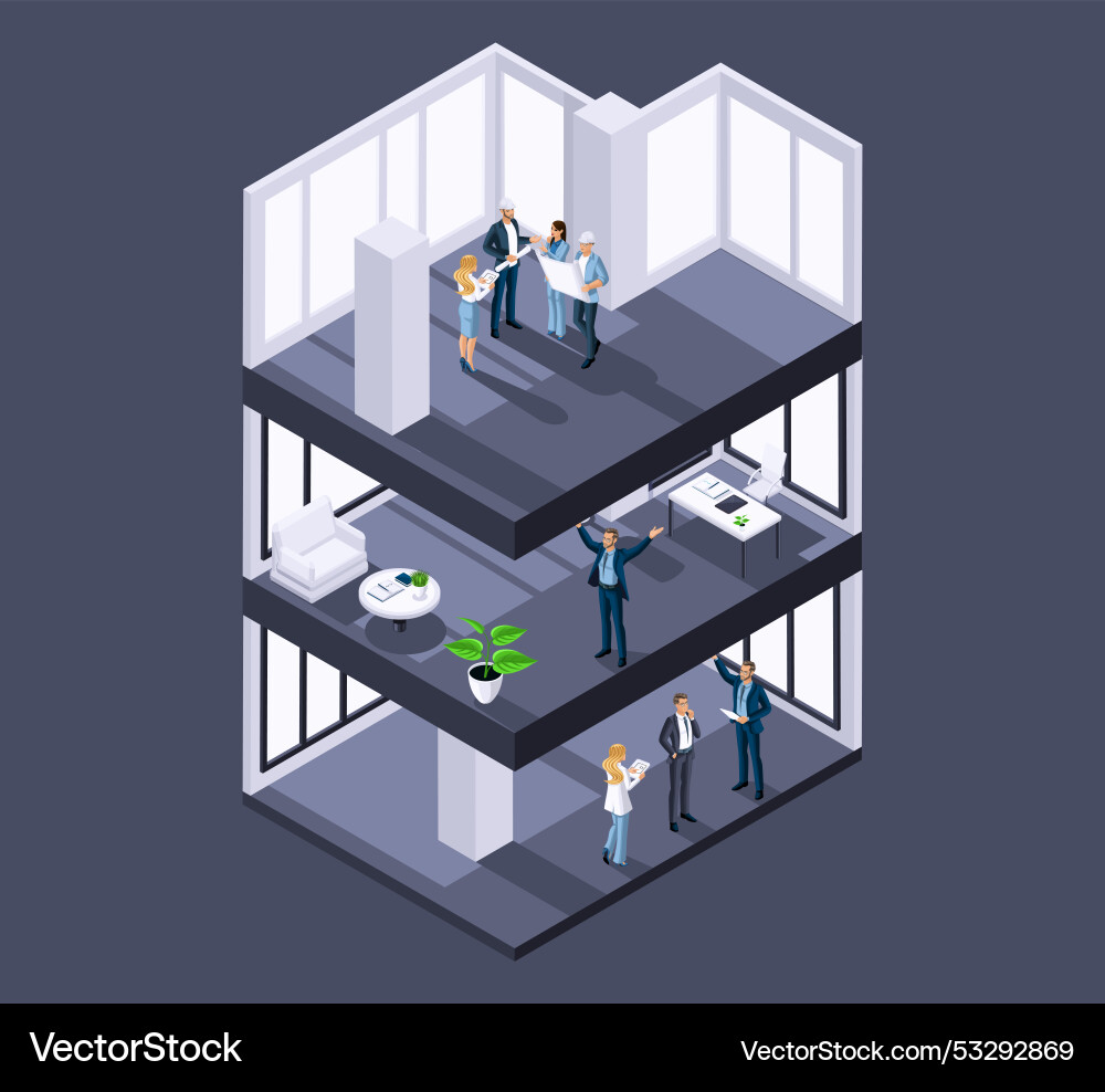 Office multi-storey building three levels Vector Image