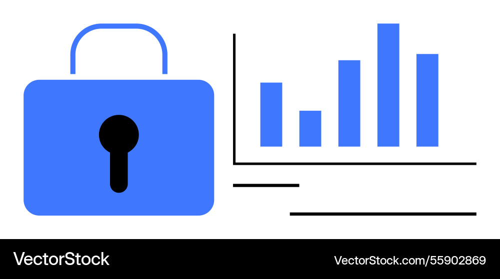 Padlock and bar chart representing data privacy Padlock and bar chart representing data privacy Vector Image