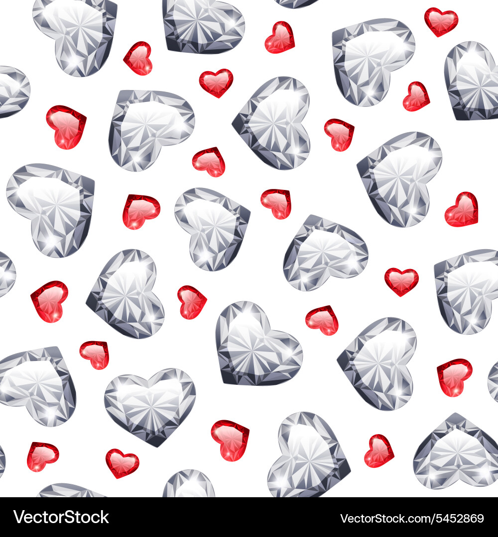 Ruby and Diamond Heart Pattern vector image