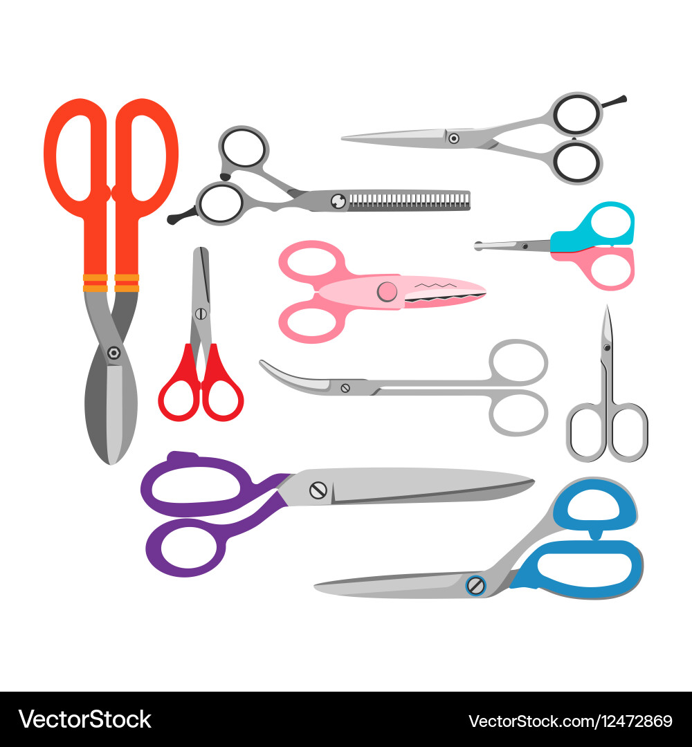 Scissors icons set vector image