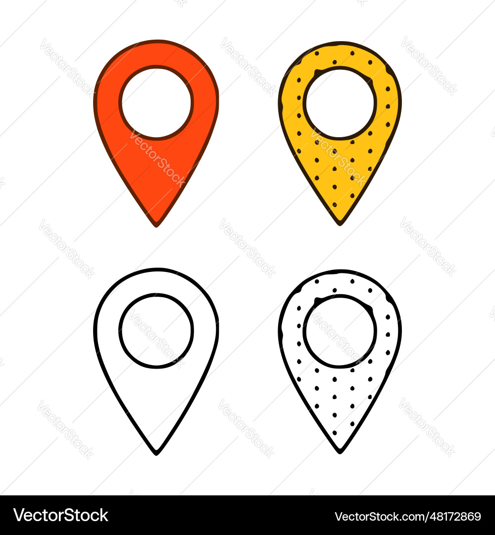 Set of location pins in different styles isolated vector image