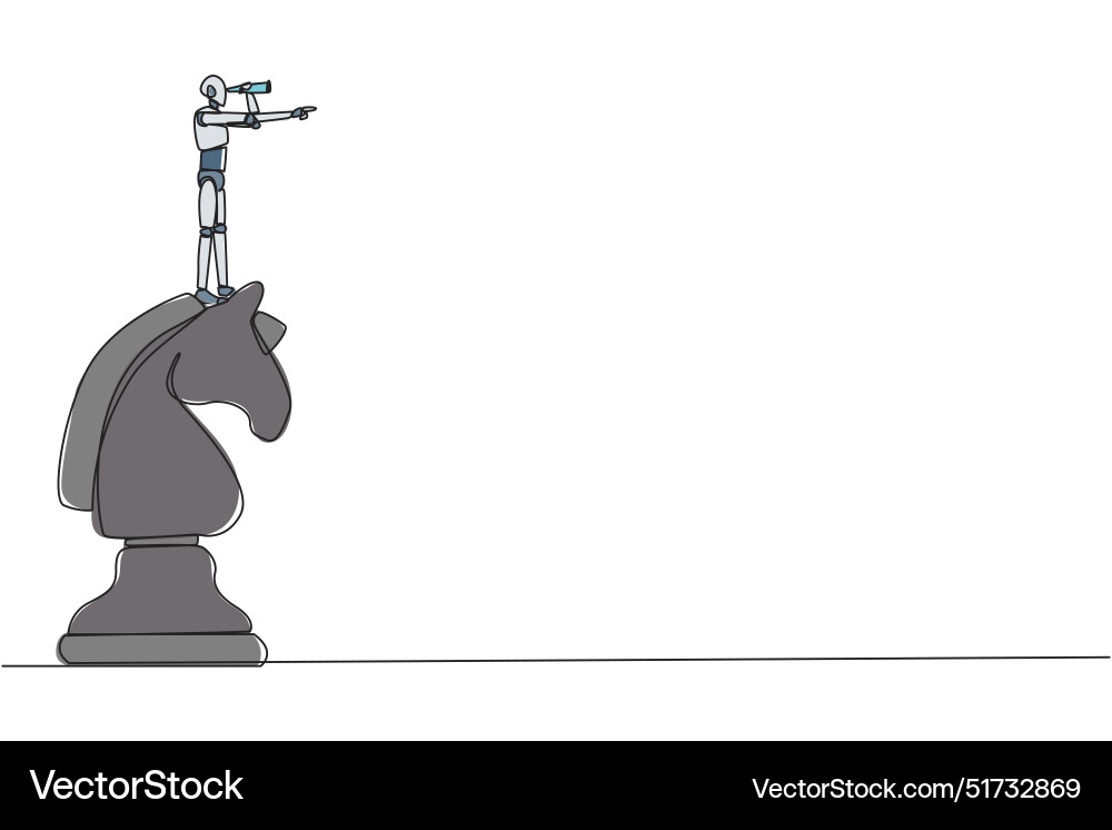 Single continuous line drawing robotic smart Single continuous line drawing robotic smart Vector Image