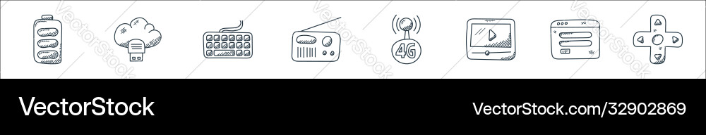 Technology line icons linear set quality Technology line icons linear set quality vector image