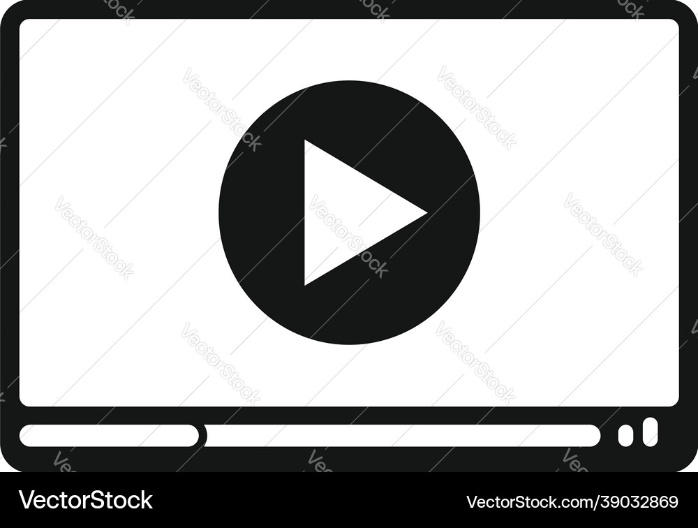 Video player icon simple ui screen play Video player icon simple ui screen play vector image