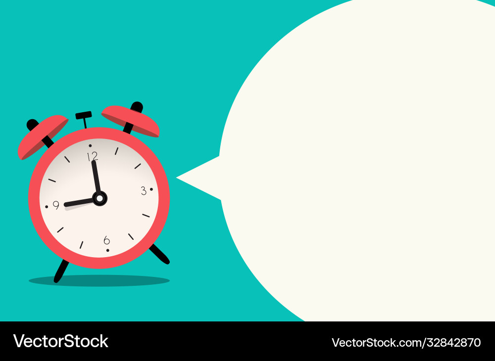 Alarm clock icon with speech bubble background Vector Image