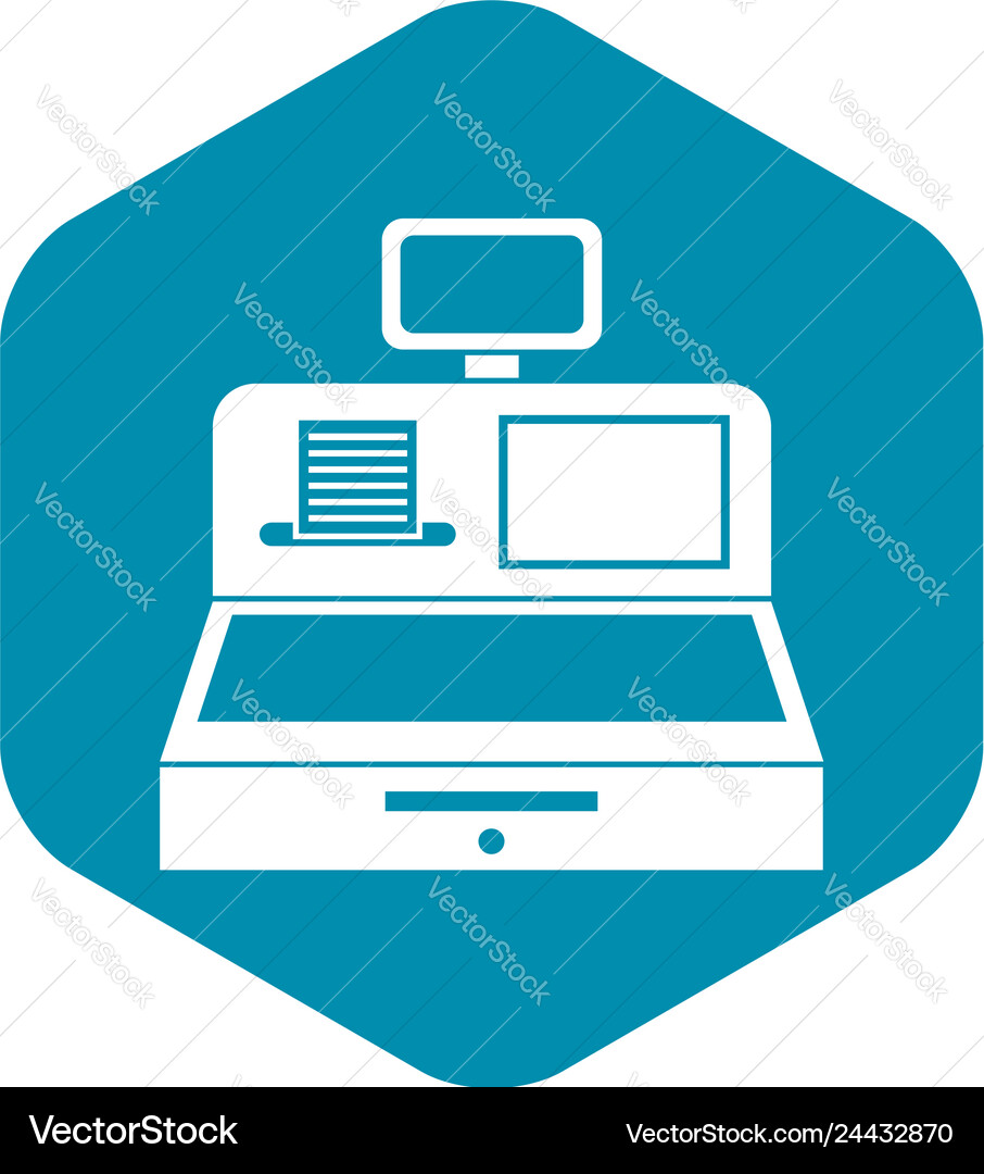 Cash register with drawer icon simple style Cash register with drawer icon simple style vector image
