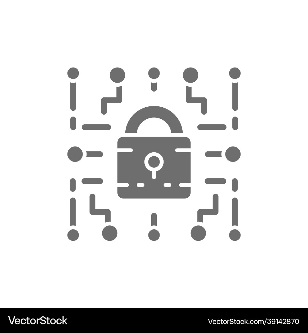 Cyber lock web security cryptography grey icon Cyber lock web security cryptography grey icon vector image