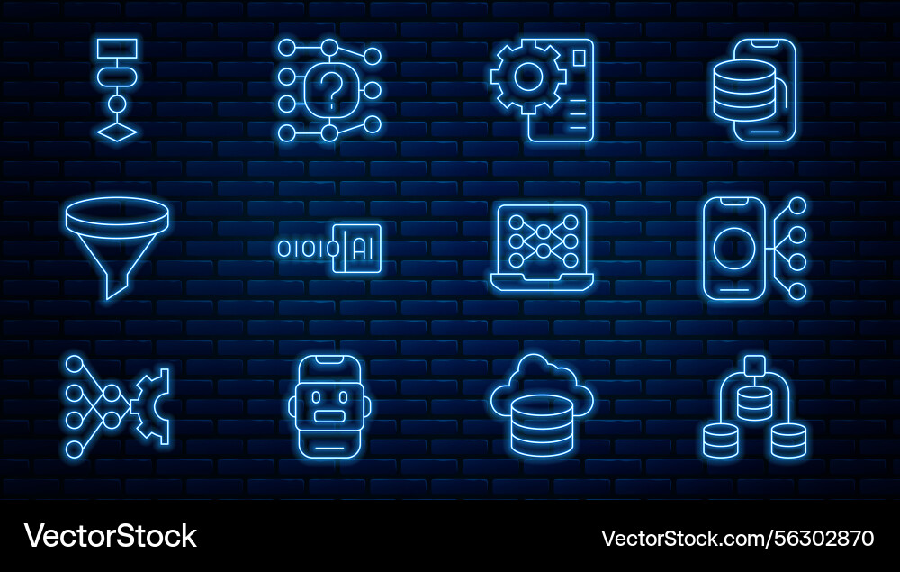 Data & Neural Network Icons vector image