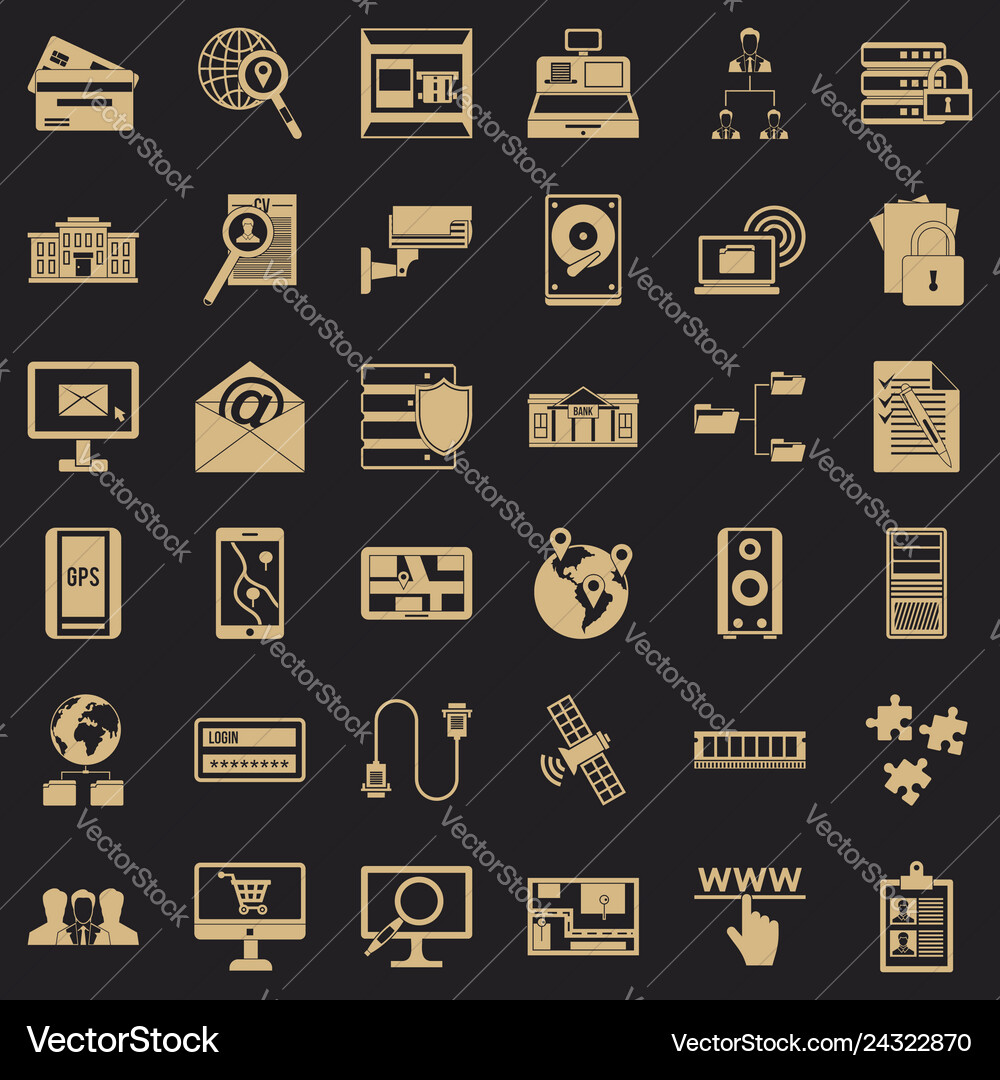 Database protection icons set simple style Database protection icons set simple style vector image