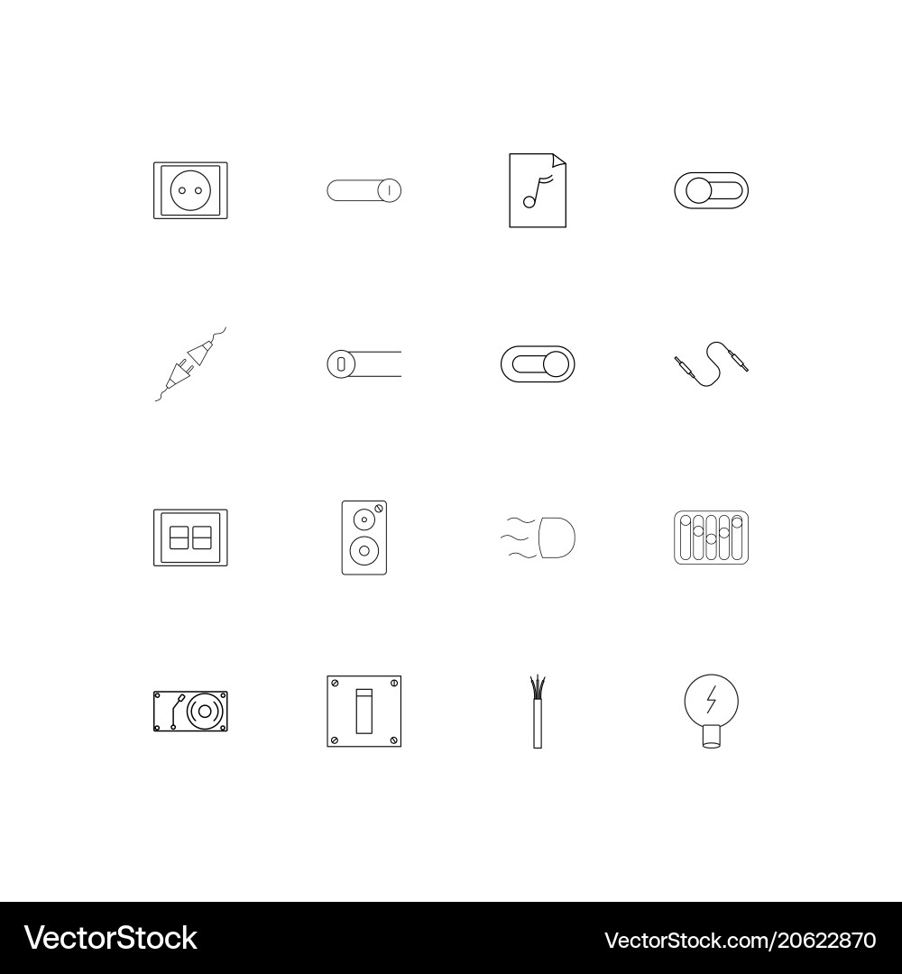 Electrical simple linear icons set outlined Vector Image
