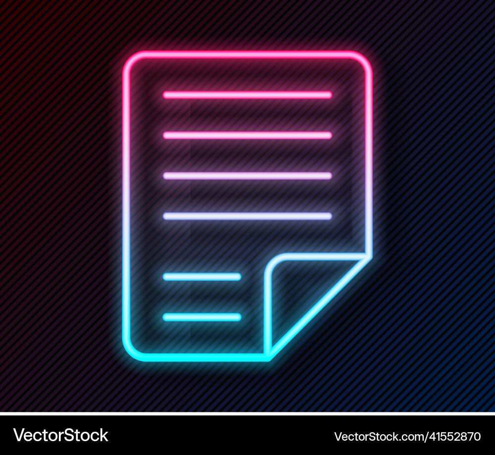 Glowing neon line file document icon isolated Glowing neon line file document icon isolated Vector Image