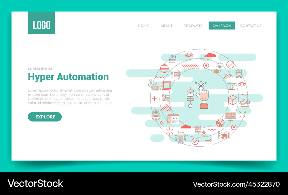 Hyper automation concept with circle icon Hyper automation concept with circle icon vector image