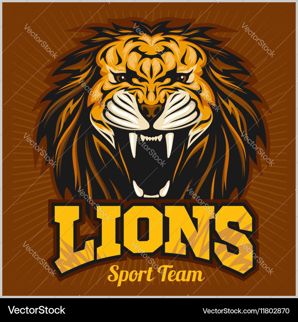 Lion Head Shield Logo Template Vector Image