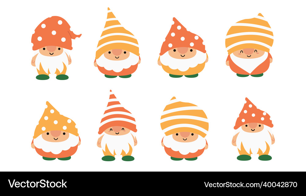 Little garden cute gnomes and elves in cartoon Vector Image